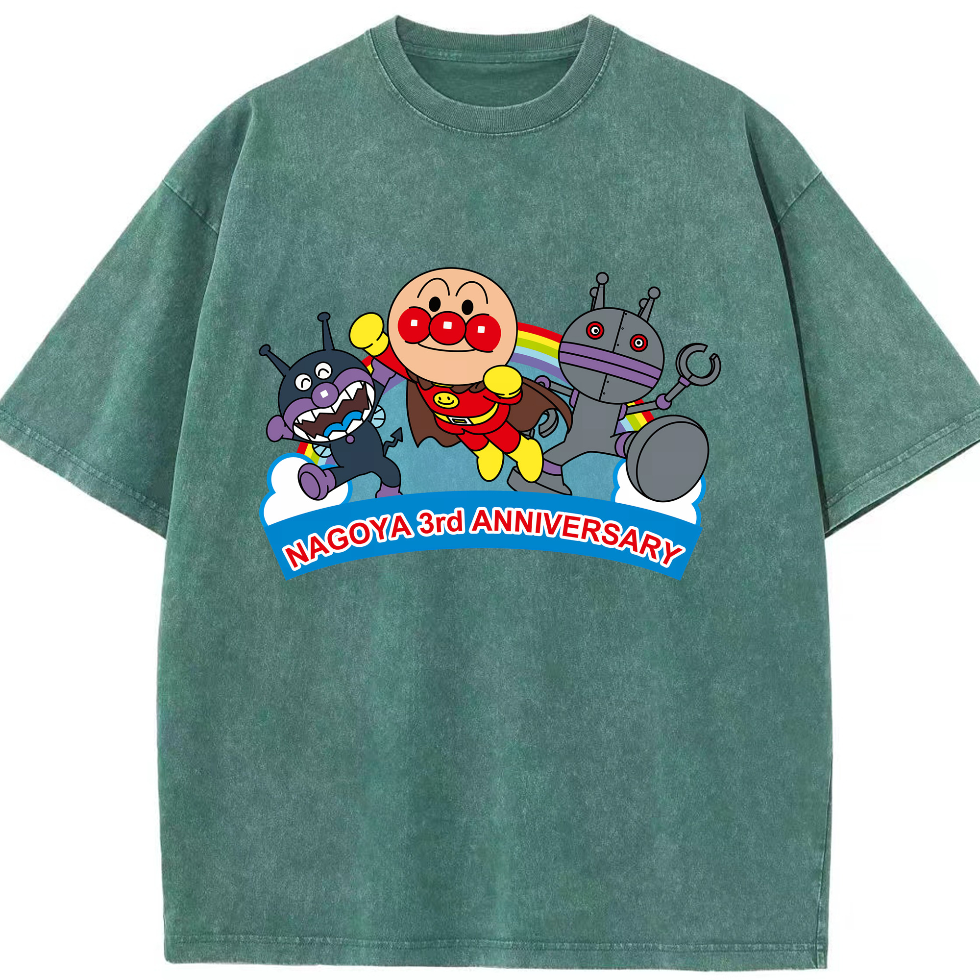（画像用） アンパンマン Anpanman 綿100% ヴィンテージ風 半袖Tシャツ（フロントプリント）